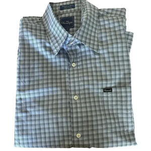 Facconable Men's Blue Gingham Long Sleeve Button Down Shirt Size XXL